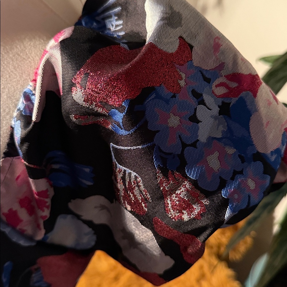 NWT Multi floral Jacquard Puff Sleeve Dress - Picture 6 of 8